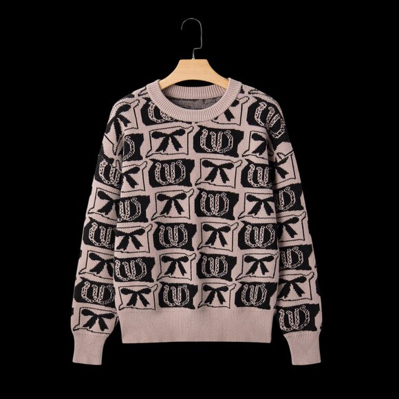 Bow & Horseshoe Western Knit Sweater: The Ultimate Casual & Cozy Look - Picture 3 of 7